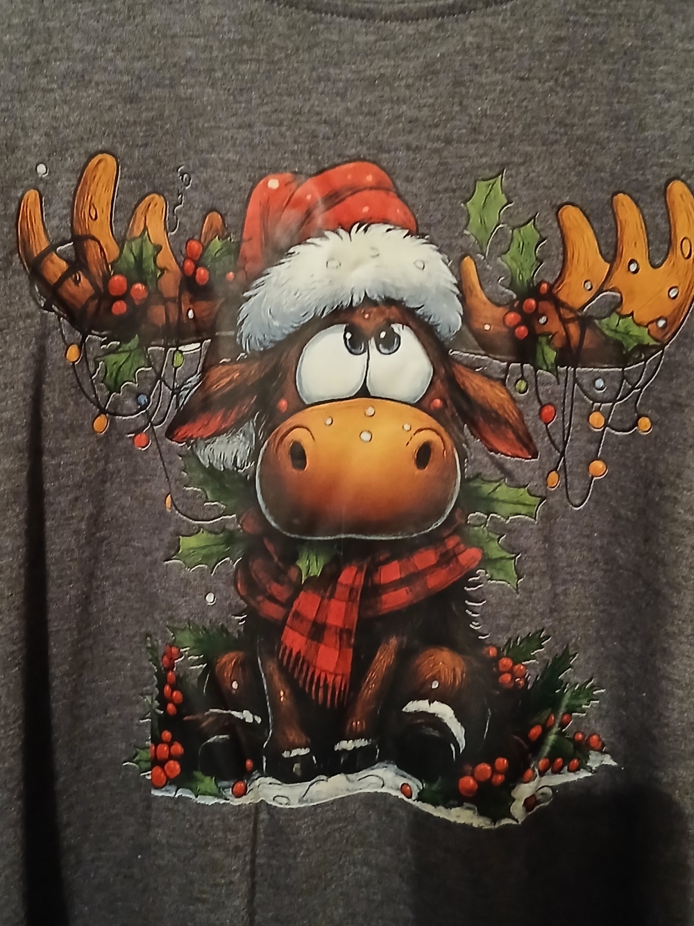 Gray Holiday Silly Moose Graphic Tee - Picture 2 of 5